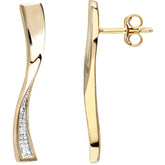 Pave Set Diamond Drop Earrings in 9ct Yellow Gold